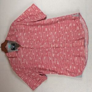 Seapointe Coral Palm Tree Hawaiian Tropical Vacation Button‎ Down Shirt L